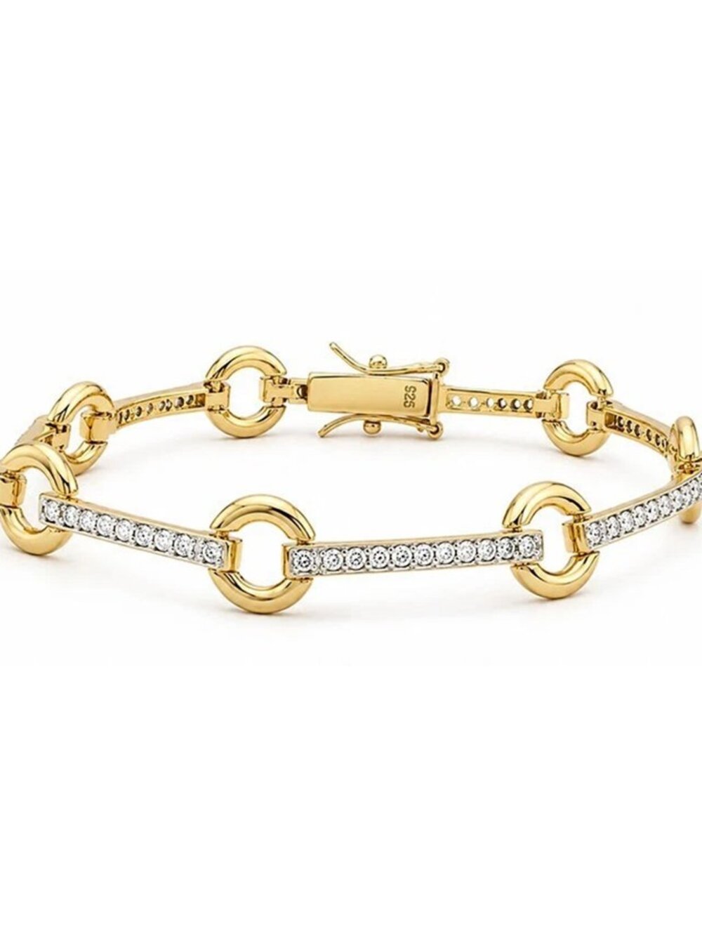 Created White Sapphire Bracelet 14k Yellow Gold Plated (.925)
